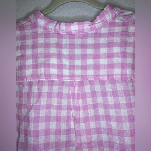 💥BOGO💥 Gap Ling Sleeved Pink and White Checked Linen Tunic - Picture 7 of 9